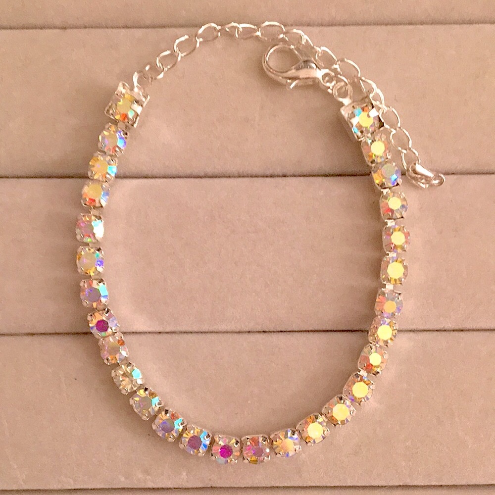 Aurora Borealis + Silver Crystal Tennis Bracelet - Picture 8 of 10